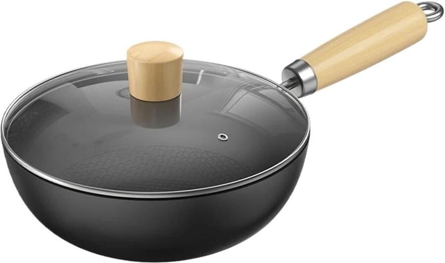 Gietijzeren Wok Koekenpan Lekker Koken Gelijkmatige Warmte 24 cm Zwart