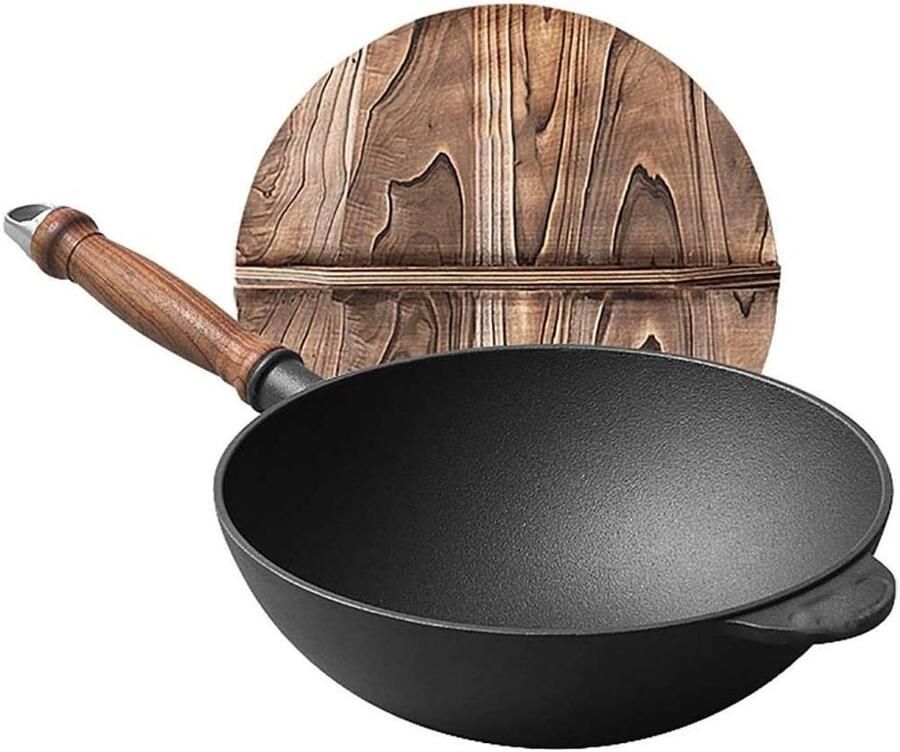 Gietijzeren Wokpan Koekenpan Wok Gezond Koken Vooraf Ingebrand 26 cm Niet gespecificeerd