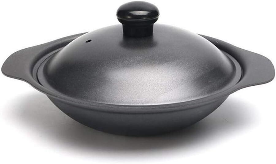 Gietijzeren Wok Mini Hapjespan Koken aan tafel Inclusief deksel 26 cm Zwart
