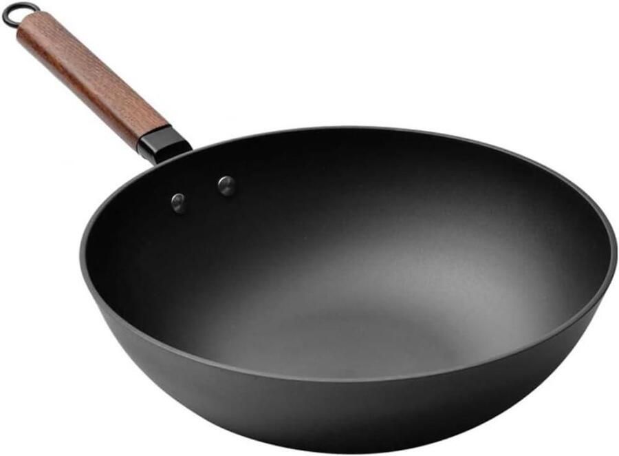 Gietijzeren Wok Pan Koekenpan Allround Koken Roestvrij 32 cm Zwart
