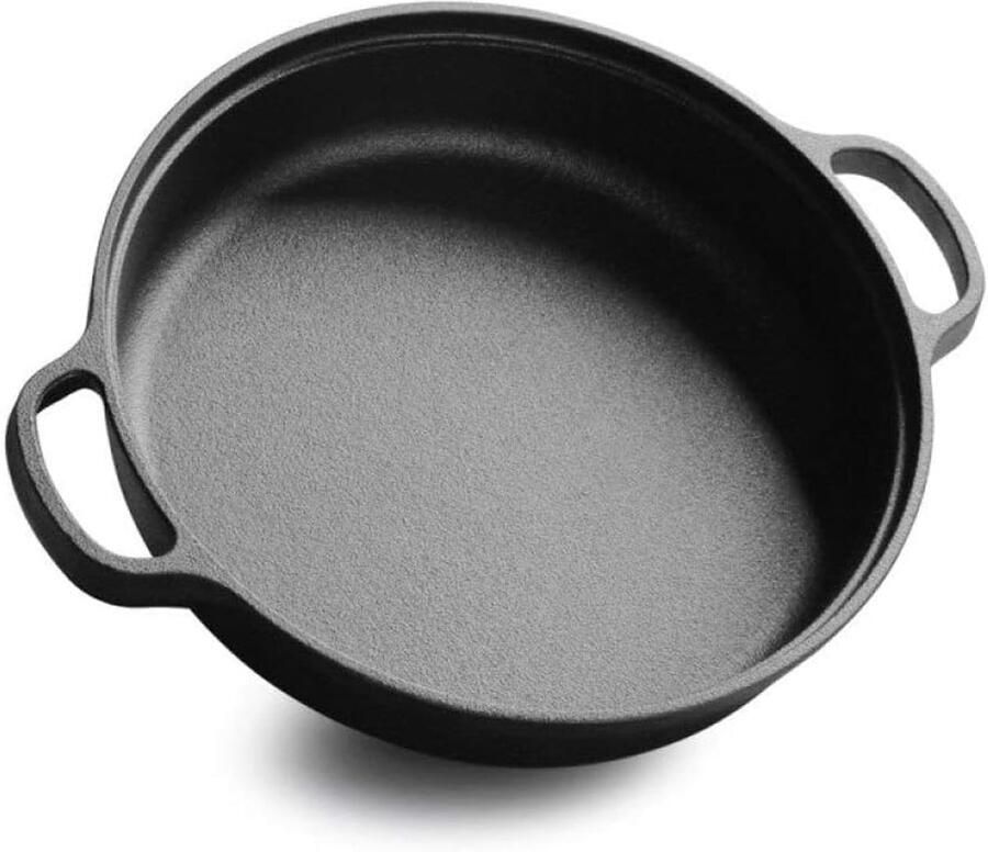 Gietijzeren Wok Pan Koekenpan Dubbel Oor Gezond Koken Fysiek Anti-aanbak 35 cm Diameter Zwart