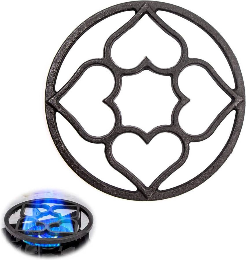 Gietijzeren wok Ring Pan Support 19 cm pandrager gasfornuis rooster universele pannendrager van ijzer met 8 bevestigingssleuven in de bodem voor kookplaat hittealtijd koffiekoker 1 stuk