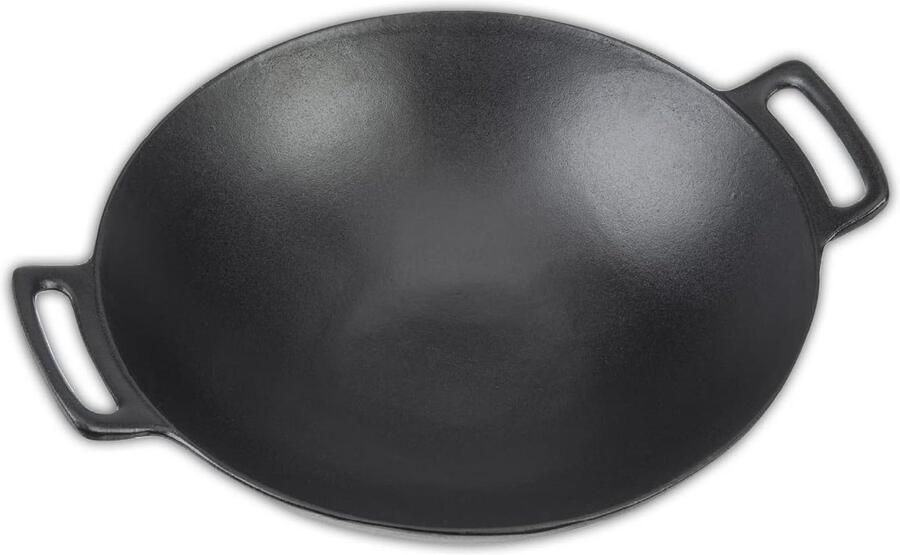 Gietijzeren Wok Roerbakpan Aziatisch Koken Duurzaam Materiaal 44x37x12 cm Zwart