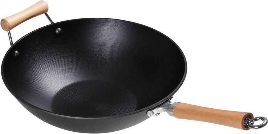 Gietijzeren Wok Roerbakpan Aziatisch Koken Lichter Gietijzer 5 Liter Grijs