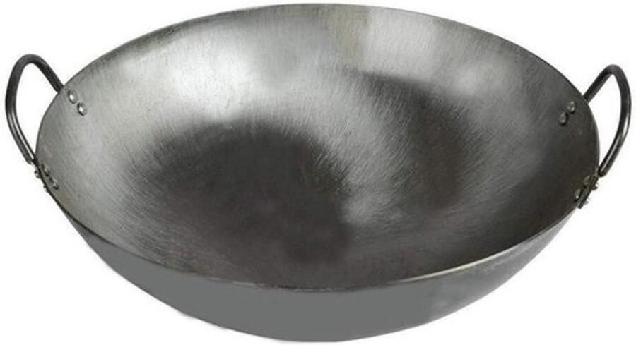 Gietijzeren Wok Roerbakpan Chinese pan Gezond Koken Traditioneel Ontwerp 40 cm Zwart