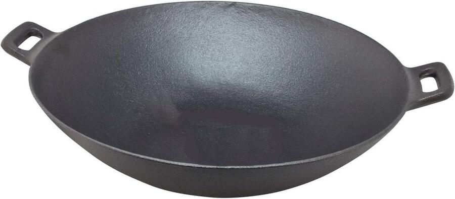 Gietijzeren wok Roerbakpan ijzer Heerlijk koken Uitstekende warmteopslag 36x11cm Zwart
