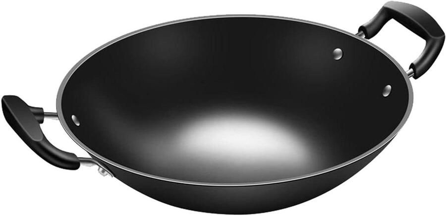 Gietijzeren Wok Roerbakpan Koekenpan Gezond Koken Gelijkmatige Warmte 44 cm Zwart