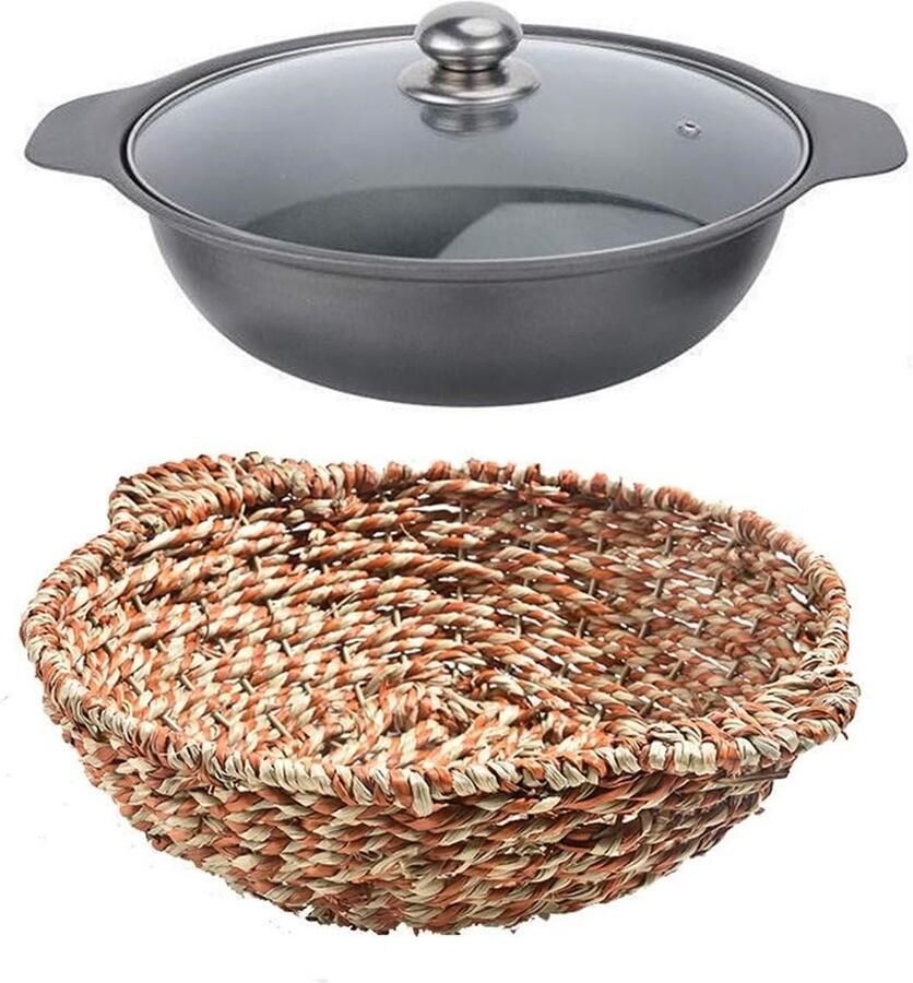 Gietijzeren Wok Roerbakpan met deksel Snel en gelijkmatig koken Hittebestendig tot 650 graden 18-30 cm Zwart