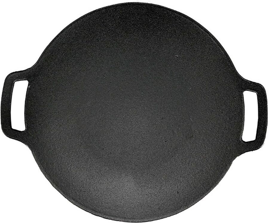 Gietijzeren Wok Teppanyaki Pan Braadpan Gegrild Vlees Koken Geschikt voor Inductie 30 x 36 cm Zwart