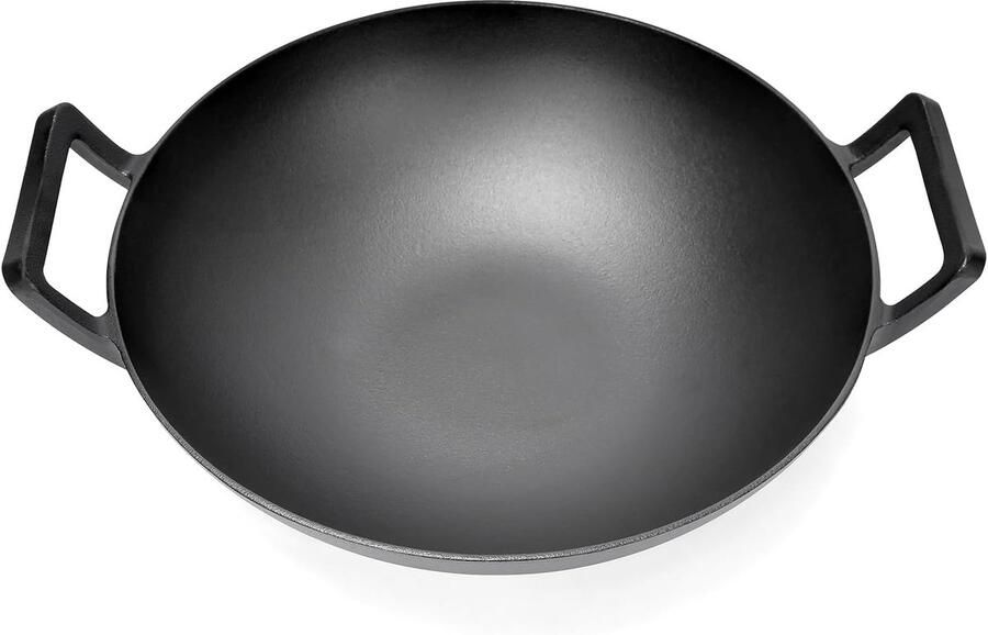 Gietijzeren Wok Vuurpan Grillplaat Buiten Koken Multifunctioneel Hittebestendig Ø 36 cm Zwart