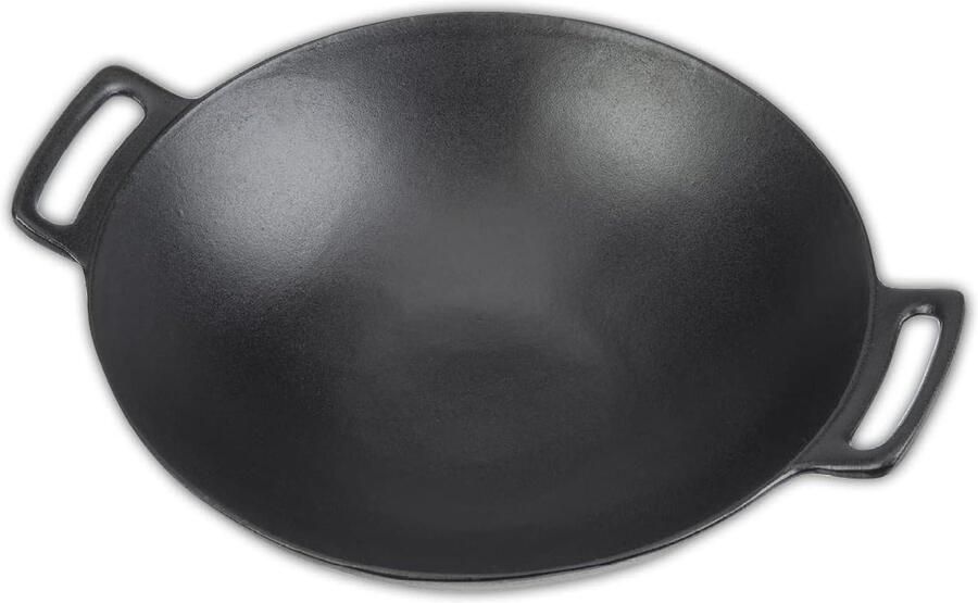 Gietijzeren Wok Wokpan Roerbakpan Aziatisch Koken Gietijzeren Kwaliteit 44 x 37 x 12 cm Zwart