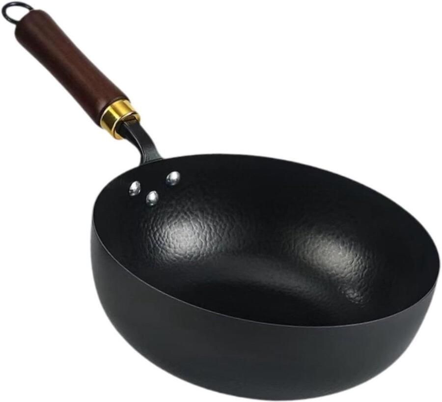 Gietijzeren Wokpan Antiaanbak Koekenpan Veelzijdig Koken Gelijkmatige Warmte Diameter 24 cm Zwart