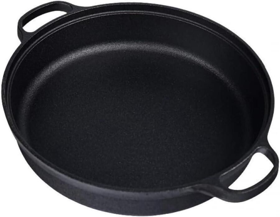 Gietijzeren Wokpan Antiaanbak Roerbakpan Gezond Koken Gelijkmatige Warmte 35 cm Zwart