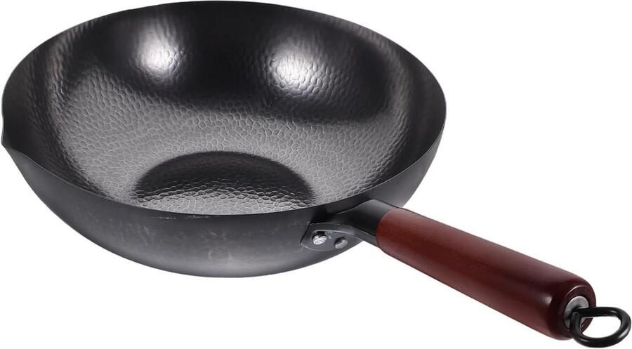 Gietijzeren Wokpan Chinese Wok Koekenpan Roerbakken Koken Snelle Uniforme Warmtegeleiding 54.50X32.70X9.60CM Zwart