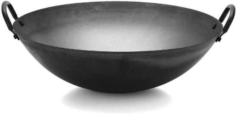 Gietijzeren Wokpan Handgemaakt Kookgerei Professioneel Koken Antiaanbak Eigenschappen 40 cm Diameter Zwart