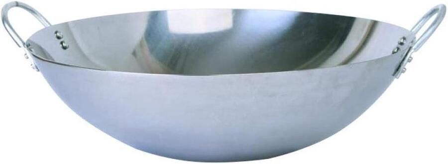 Gietijzeren wokpan Handgemaakte pan Lekker koken Antiaanbak zonder coating 39 cm Zwart