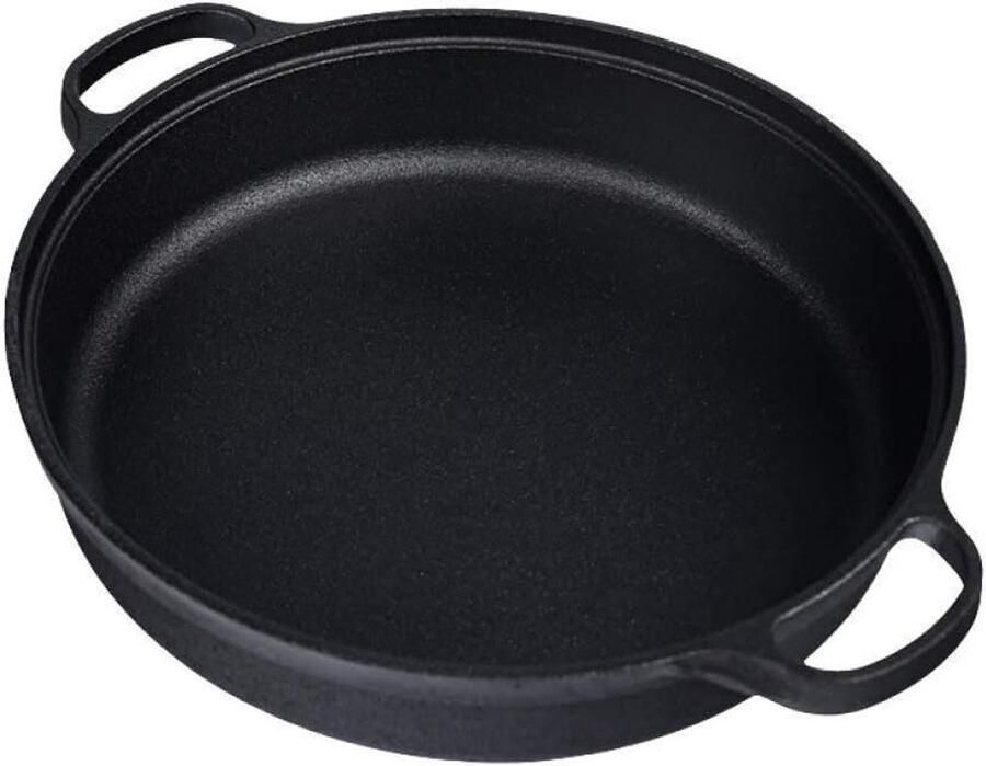 Gietijzeren Wokpan Koekenpan Antiaanbak Gezond Koken Fysieke Antiaanbaklaag 33 cm Zwart