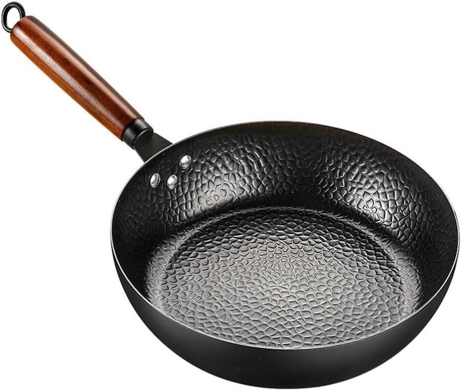 Gietijzeren Wokpan Koekenpan Lekker Koken Gelijkmatige Warmteverdeling 28 cm Zwart