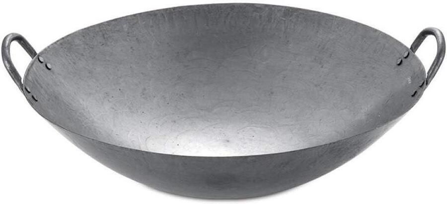 Gietijzeren Wokpan Koekenpan met deksel Veelzijdig Koken Gelijkmatige warmteverdeling 46 cm Zilver