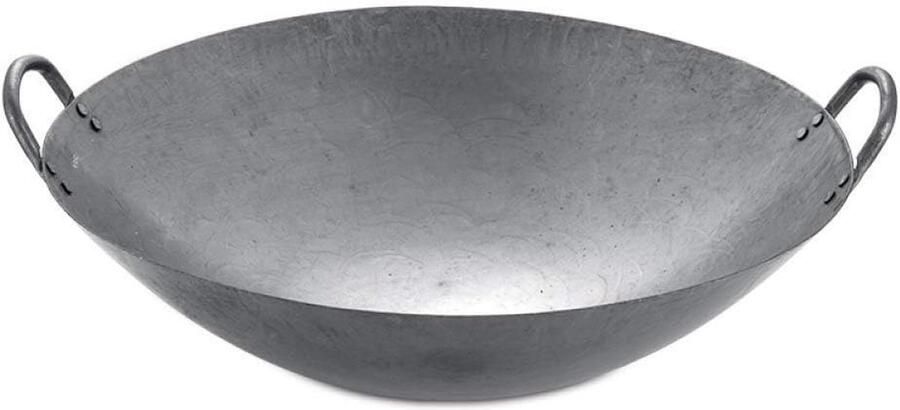 Gietijzeren Wokpan Koekenpan met deksel Veelzijdig Koken Gelijkmatige Warmteverdeling 50 cm Zilver