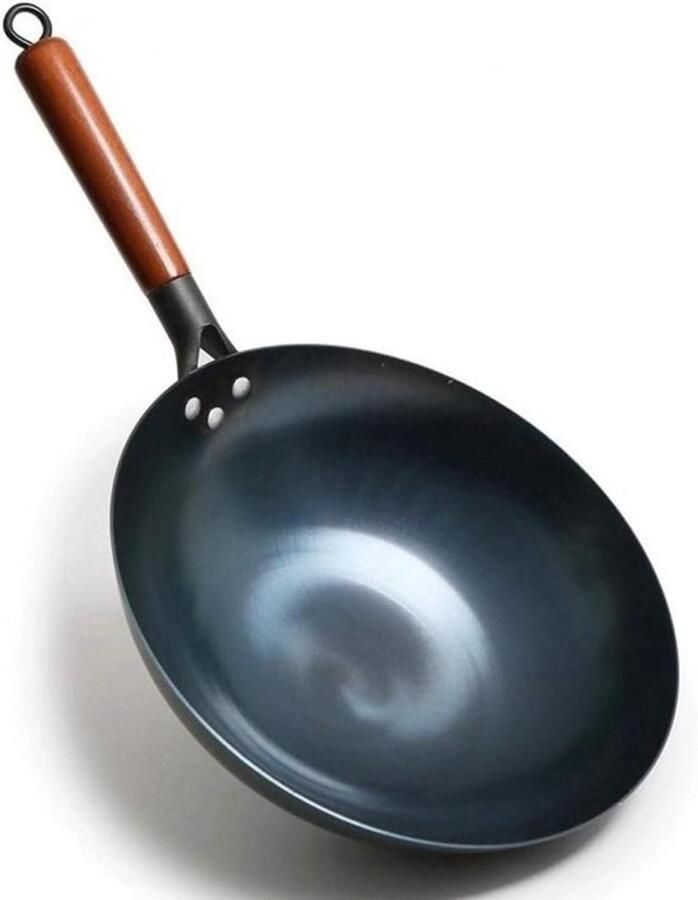 Gietijzeren Wokpan Kookpot Koekenpan Professioneel Koken Traditioneel Gesmeed 36cm Diameter Zwart