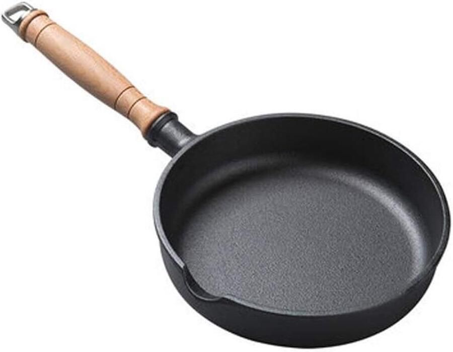 Gietijzeren Wokpan Ongecoat Varkensijzer Dagelijks Koken Hoge Temperatuur Gieten 25 cm Diameter Zwart