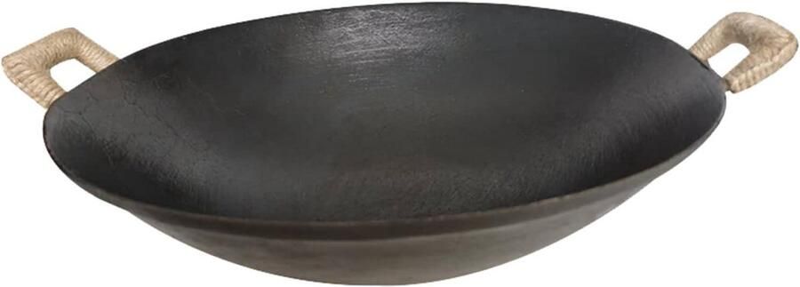 Gietijzeren Wok Ouderwetse Braadpan Gezond Koken Ongecoat Gietijzer 36 cm Zwart