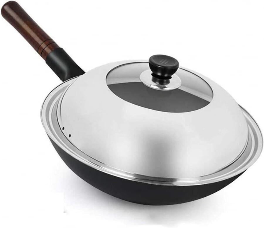 Gietijzeren Wokpan Roerbakpan Aziatisch Koken Antiaanbak Gietijzer Diameters Zwart