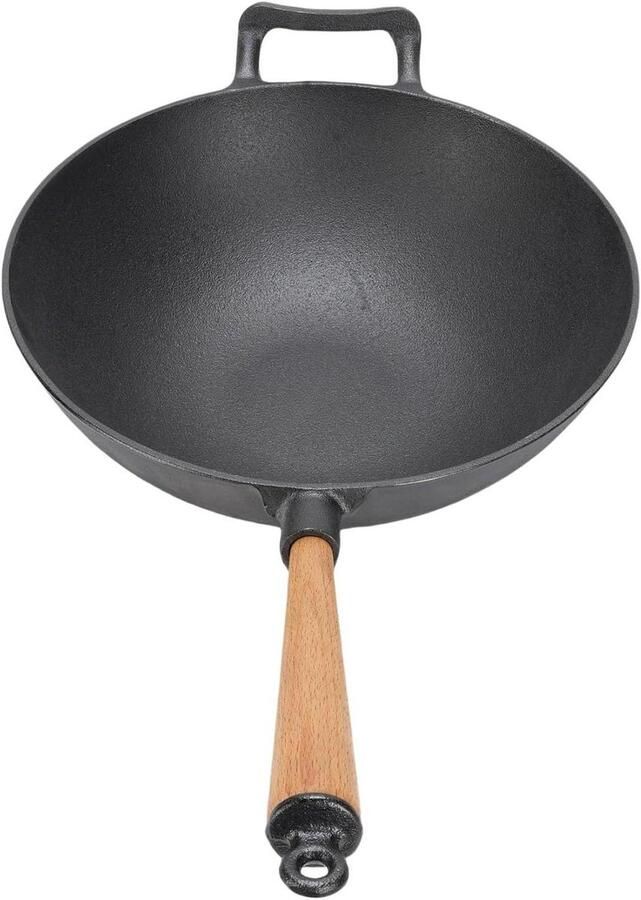 TOPINCN Chinese Wokpan Gietijzeren Sauteerpan Multifunctionele Roerbakpan Elektrisch Keramisch Inductiekookplaten Traditionele Chinese Pan voor Roerbak