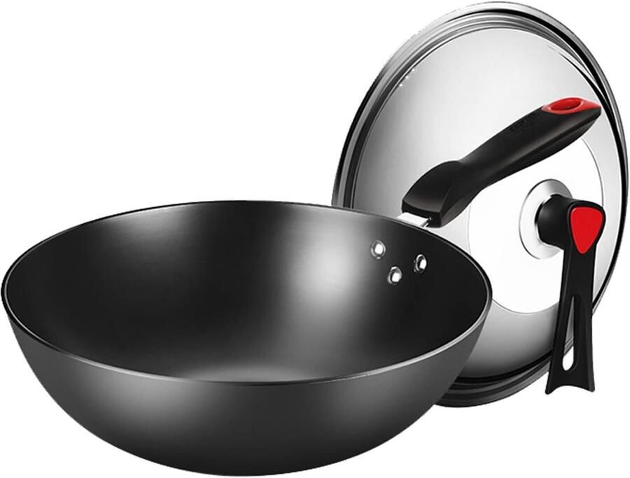 Gietijzeren Wokpan Roerpan Lekker Koken Traditioneel Gietijzer 32 cm Zwart