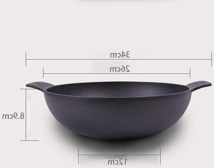 Gietijzeren Wokpan Steelpan Koken Gelijkmatige warmte 26 cm Zwart
