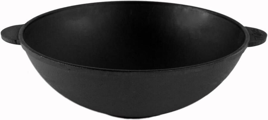 Gietijzeren Wokpan Stoofpan Inductie Aziatisch Koken 100% Puur Gietijzer Ø 30 cm Zwart