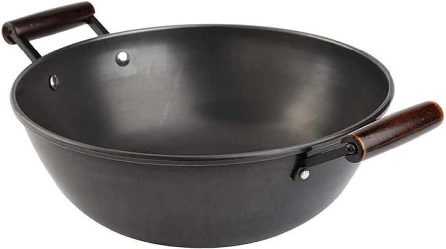 Gietijzeren Wokpan Stoofpot Koekenpan Thuis Koken Fysiek Non-stick Effect 40 cm Zwart