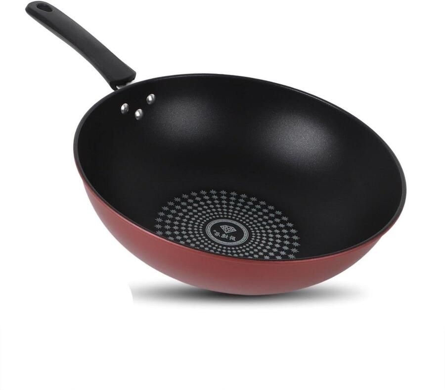 Gietijzeren Wokpan Wok Met Deksel Thuis Koken Gelijkmatige Warmteverdeling 28 cm Zwart