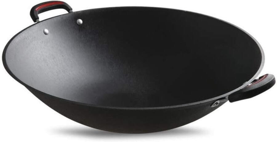 Gietijzeren Wokpan Wokschotel Dik Gietijzer Gezond Koken Fysieke Antiaanbaklaag 54 cm Zwart