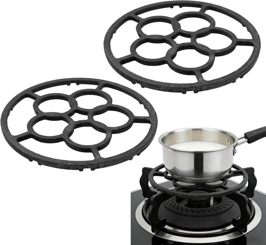 Gietijzeren Wokring Pannenhouder Onderzetter Koken op Gas Antislip Stabiliteit 18.5 cm Diameter Zwart