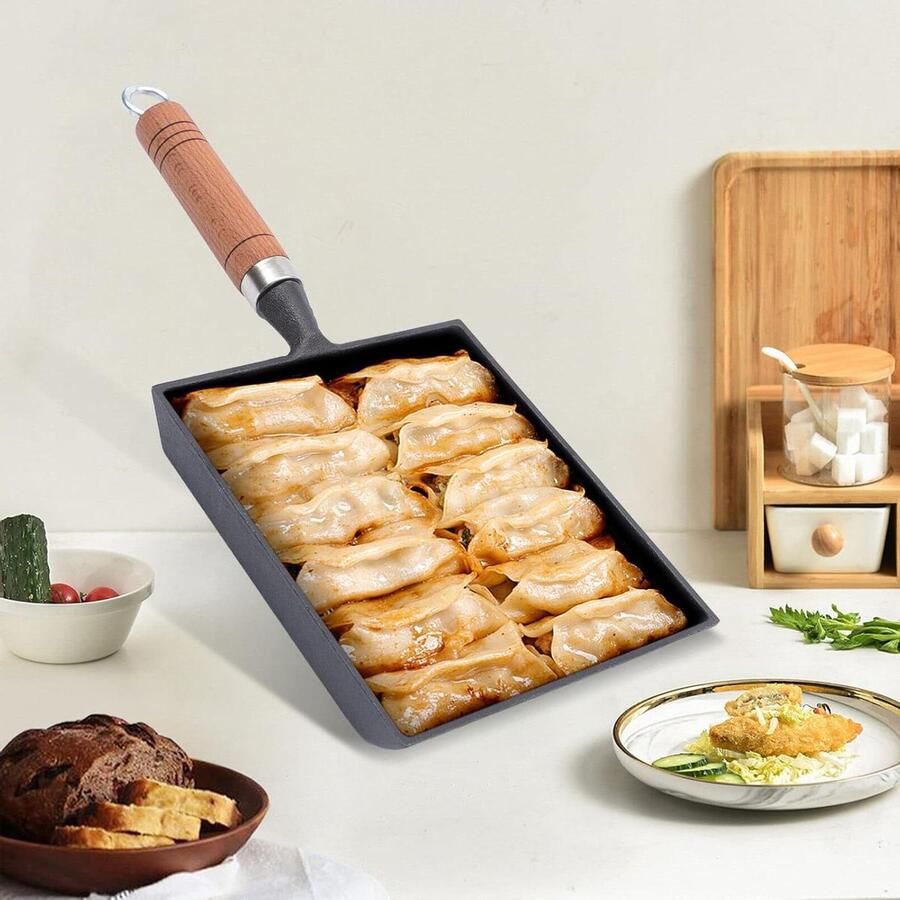 Gietpan met antiaanbaklaag Boterpan Koekenpan Koken en Bakken Gietijzeren Pan 155 x 185 cm Zwart