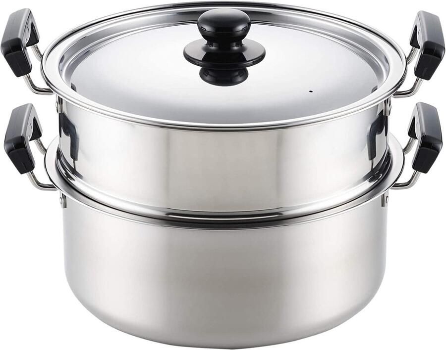 Gietpan Stoomkoker Stoompan Gezond Koken Gepolijste Afwerking 78 Liter Zilver