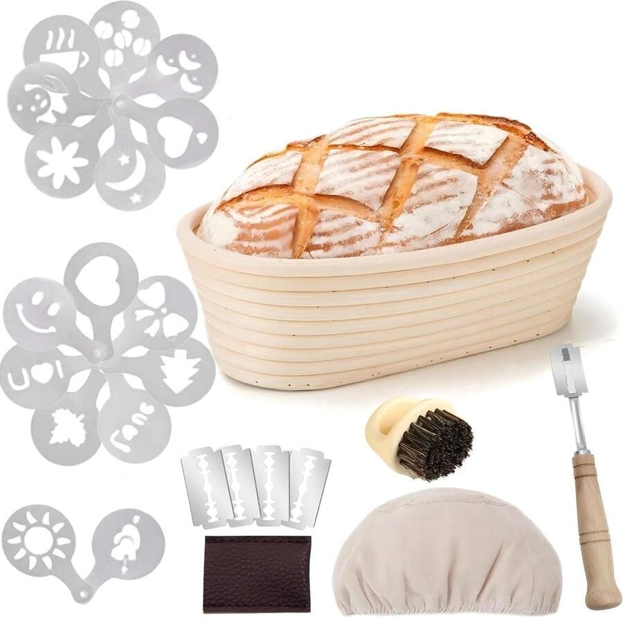 Gistingsmand Ovaal Broodmand Rotan Brood Bakken Natuurlijk Rotan Materiaal 35 cm Beige