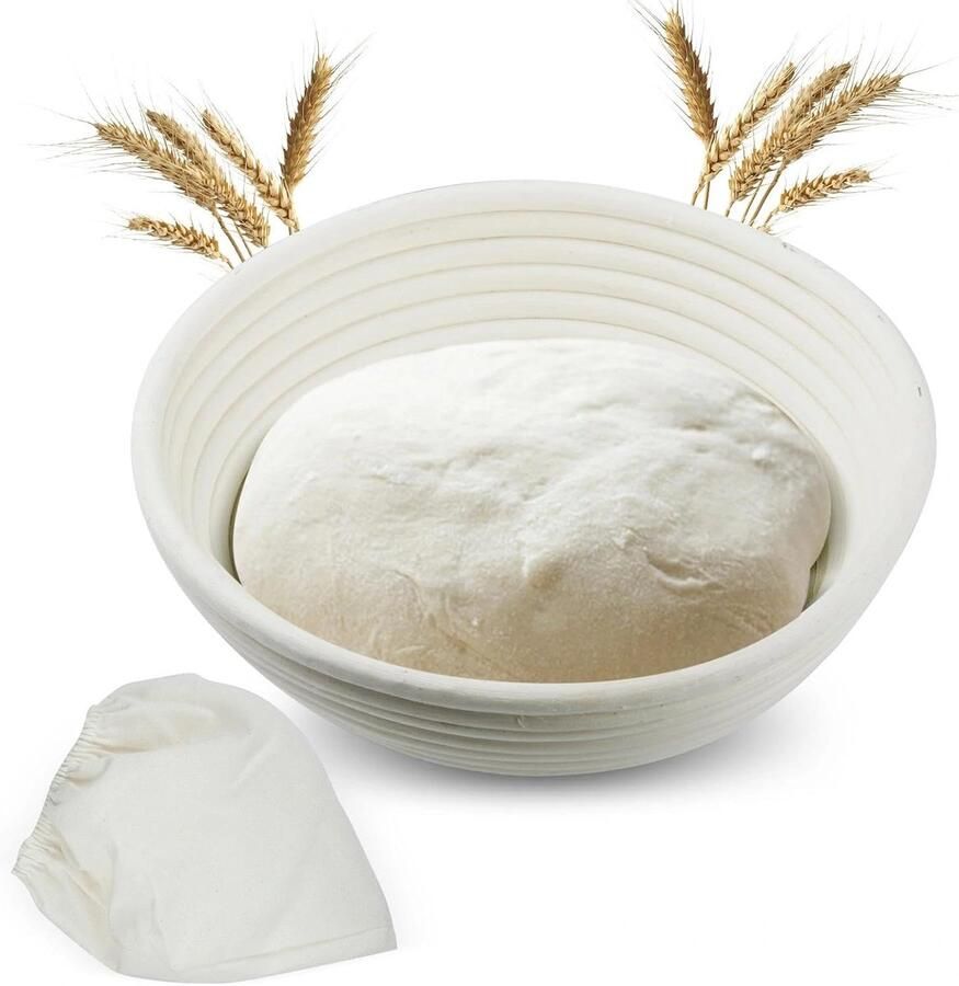 Gistingsmand Rond Rijsmand Deeg Brood Bakken Handgemaakt Rotan 23x8 cm Natuurlijk