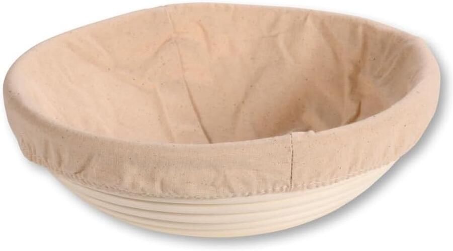 Gistingsmand Rotan Broodmand Rijsmand Brood Bakken Met Uitneembare Voering Ø25 x 8 cm Naturel