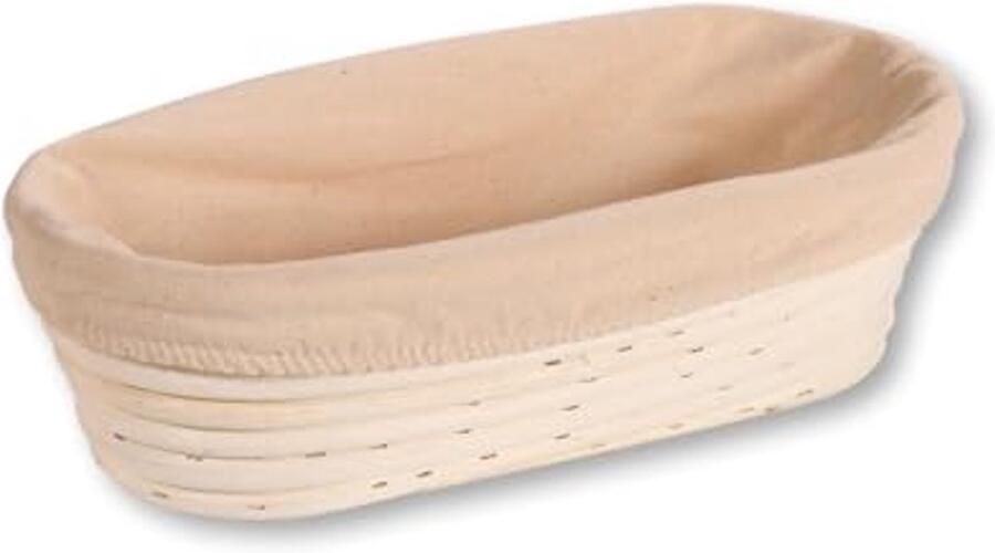 Gistingsmand voor Brood en Pizza Rotan Met Uitneembare Textielvoering 28 x 15 x 8 cm Naturel