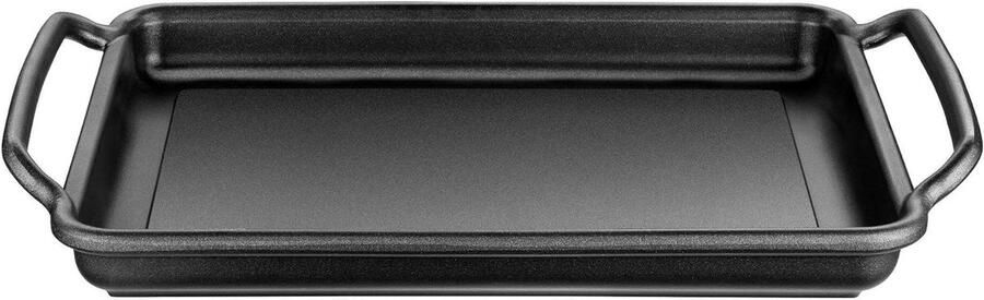 Gladde Grillplaat Bakplaat Koekenpan Gezond Koken Gietijzer Aluminium 40 x 28 cm Zwart