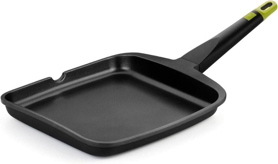 Gladde Grillplaat Bakplaat Rond Vlees Groenten Vissen Anti-aanbaklaag 28 cm Zwart
