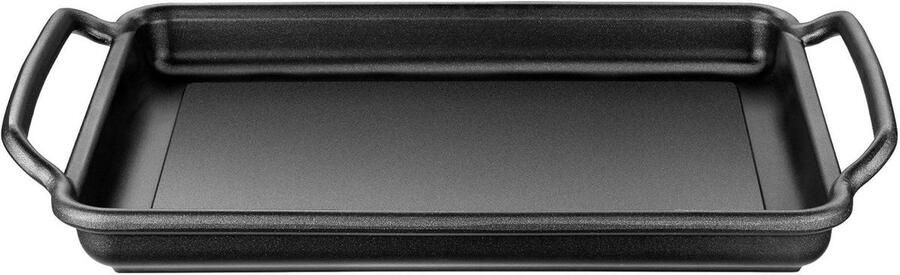 Gladde Grillplaat Koekenpan Gezond Koken Gietijzer Aluminium 40 x 28 cm Zwart