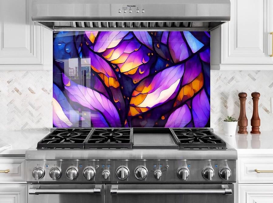 Glas Spatwand Keuken Paneel Kookplaat Bescherming Gehard Glas 40x40cm Gekleurd Ontwerp