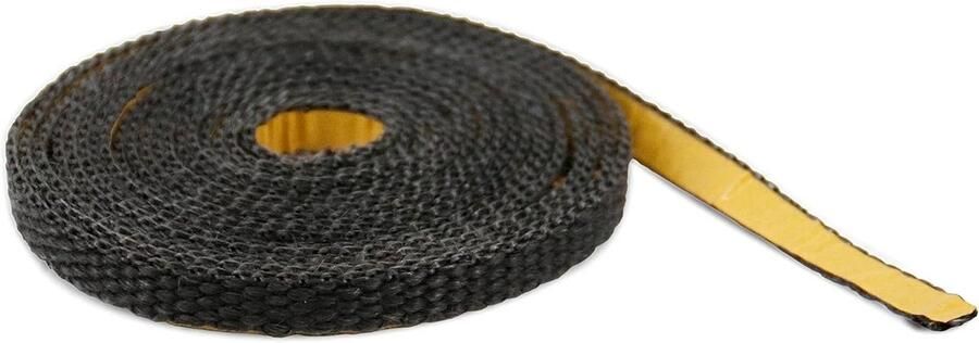 Glasband Zelfklevend Afdichtingskoord Oven Haard Deur Dichten Hittebestendig 550°C 10 x 2 mm 5 m Zwart
