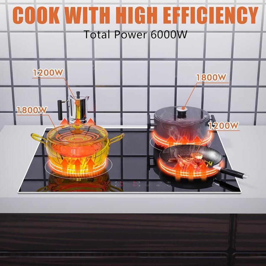 Glaskeramische Kookplaat Inbouw Fornuis Snel Koken Met Metalen Frame 60 cm Zwart