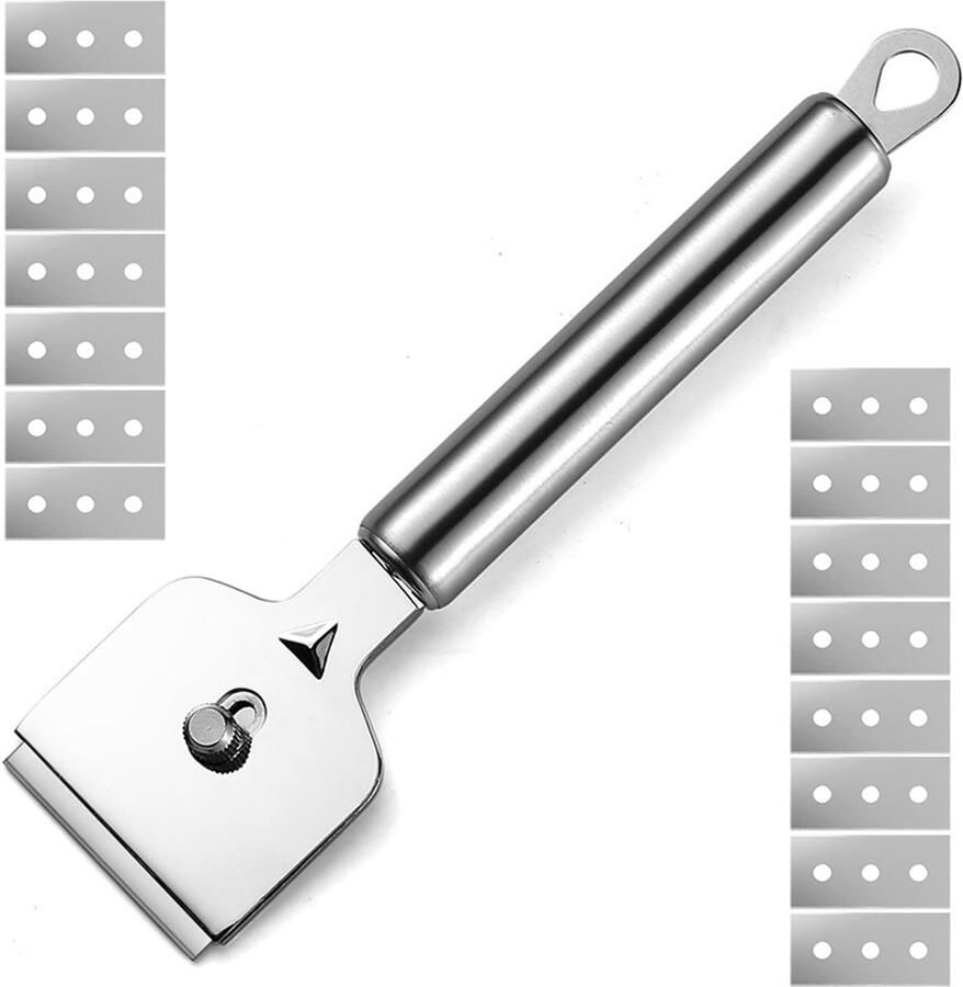 Glaskeramische schraper met 15 reservemesjes multifunctionele schraper glasschraper voor vloerreiniging oven inductieplaten ramen