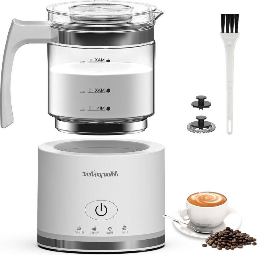 Glass electric milk frother 4-in-1 function large capacity 500 ml suitable for coffee hot milk cappuccino macchiato